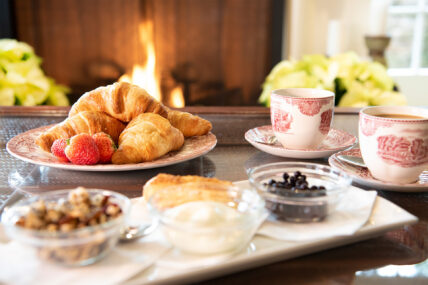 Croissants and fruit with tea at Harbour House Hotel in Niagara-on-the-Lake.